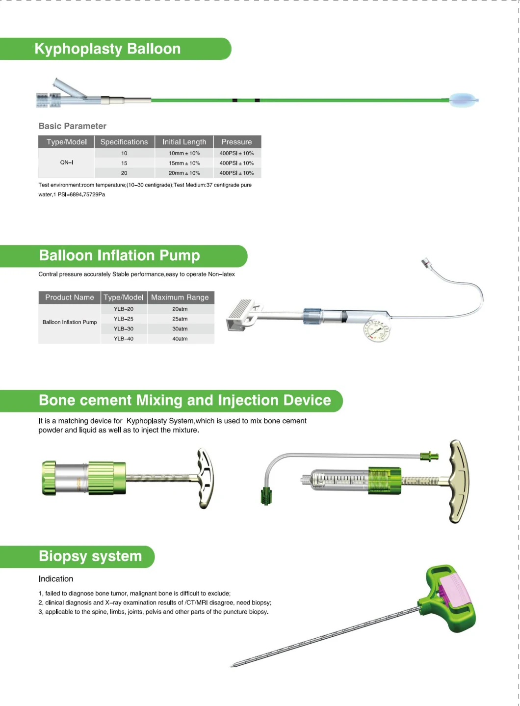 Kyphoplasty Vertebroplasty Orthopedic Surgical Bone Cement Syringe Injector Spinal Bone Biopsy Needle Punch Balloon Inflation Pump Catheter Pkp Pvp Instrument