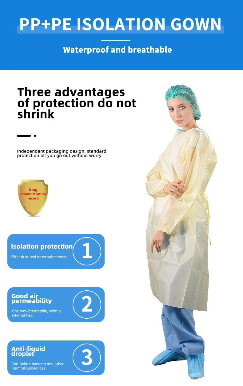 Hot Sale Disposable Hospital Uniform Surgical Isolation Gown